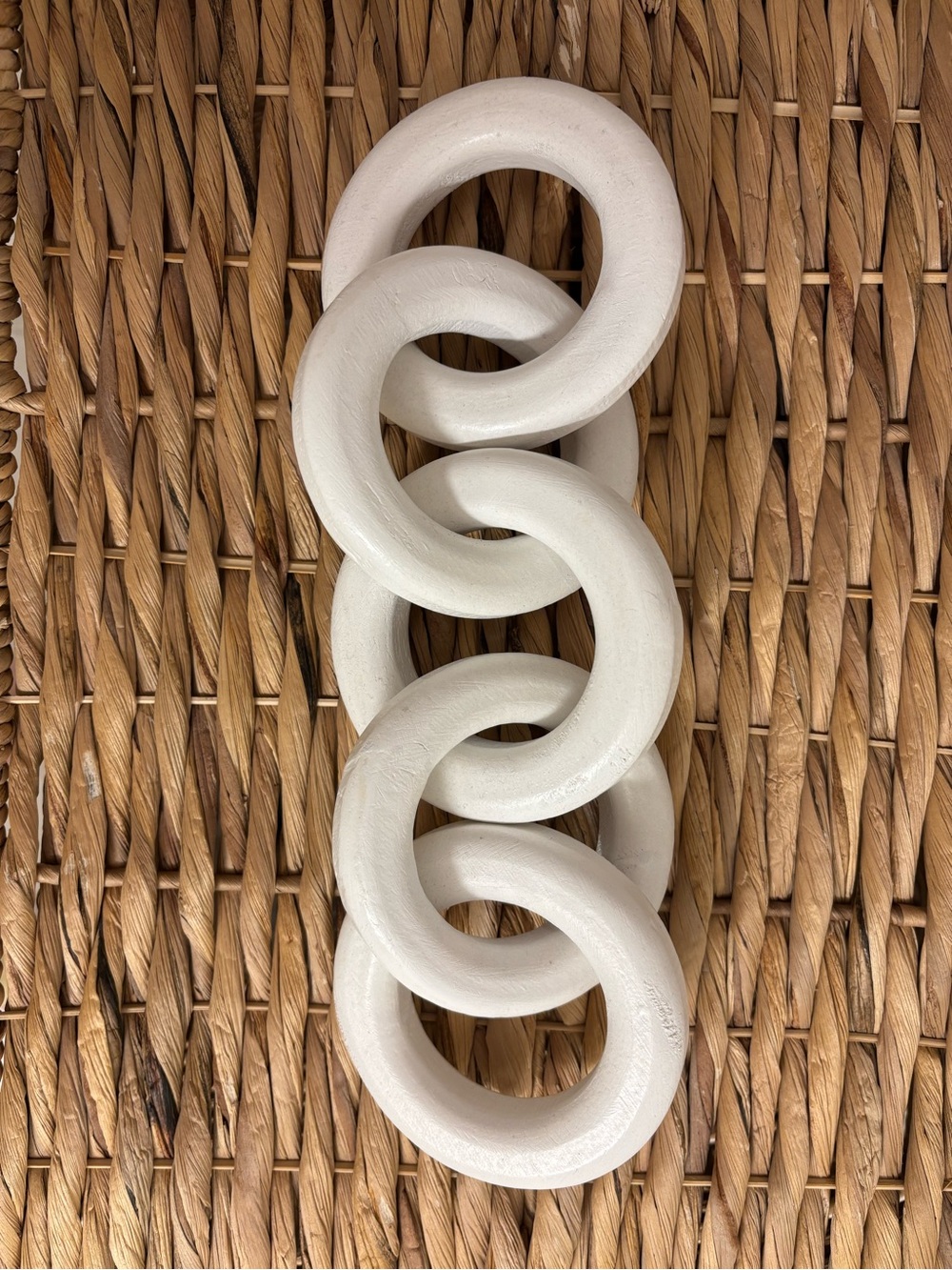 White Decorative Wooden Linked Ring